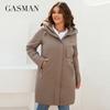 GASMAN Women's Jacket Spring 2022 Long Fashion Woman Coat Hooded Waistline Casual Outwear Brand High-Quality Lady Parkas 8293