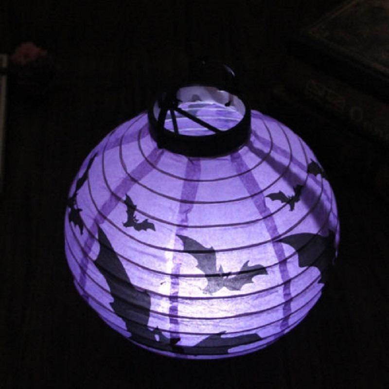 Versatile Led Paper Pumpkin Lantern Featuring Spider And Bat For Festive Halloween Atmosphere