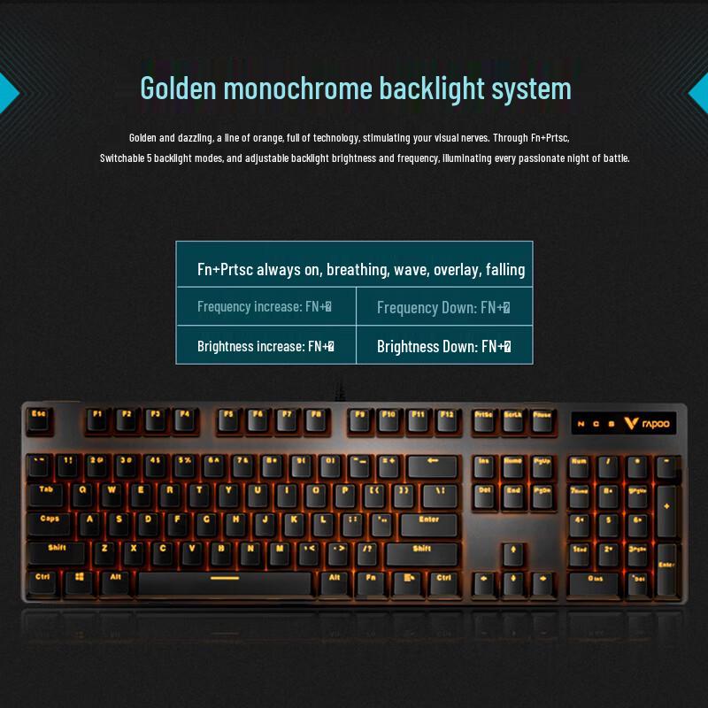 Rapoo V500PRO 104-клавишная проводная механическая игровая клавиатура с подсветкой