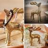 Latest Antique Golden Aluminium Christmas Reindeer Figurine Statue 2 Pcs | Reindeer Showpiece for Tabletop, Bookshelf, Desktop, Cabinets,