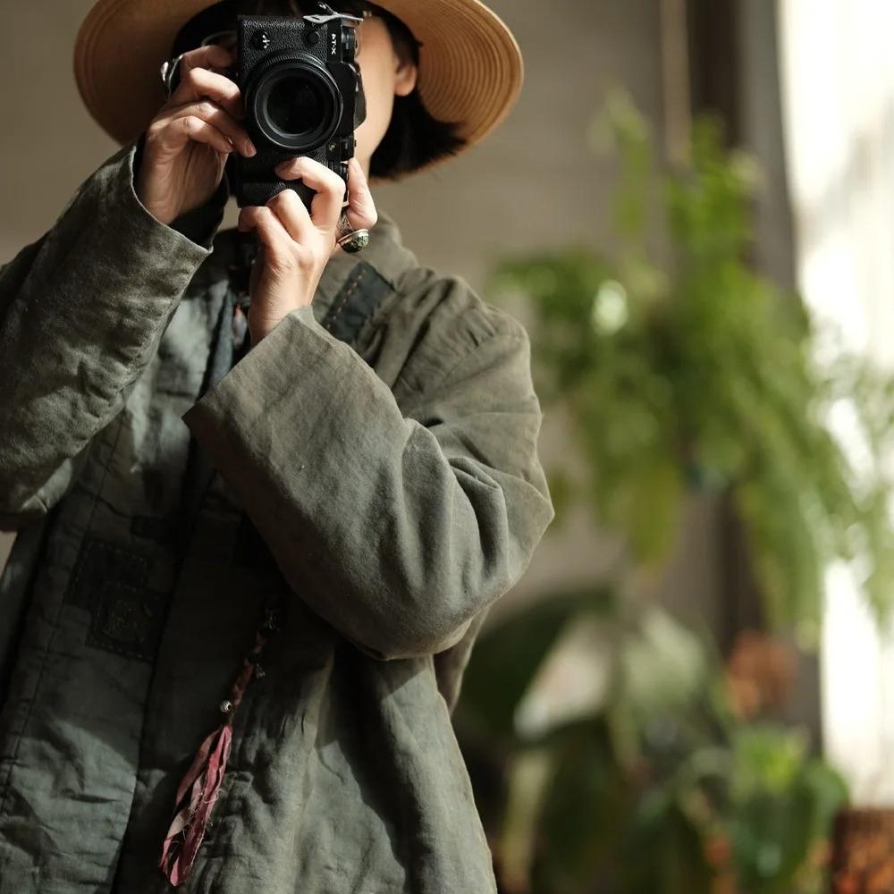 Johnature Винтажные женские лоскутные пальто с V-образным вырезом и длинными рукавами, осенние пальто на одной пуговице