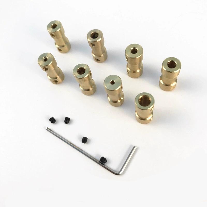 2mm–6mm Miniature Brass Rigid Coupling – Motor Shaft Transmission Connector for DIY Robotics & RC Models