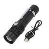 LED Handheld Flashlight USB Charging Portable 3 Gear Adjustment Zoomable Small Flashlight for