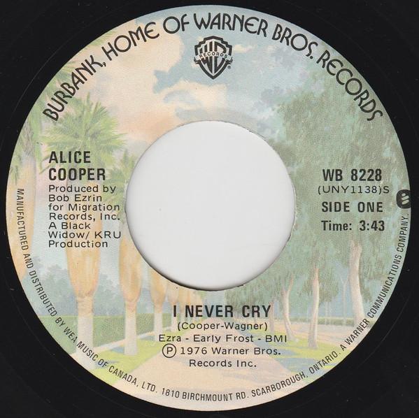 7-дюймовая пластинка ALICE COOPER I Never Cry WB8228 WARNER BROS 1976 Канада Рок Б/у