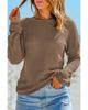Azura Exchange Dark Brown Waffle Knit Drop Shoulder Long Sleeve Top