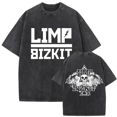 Винтажная футболка с графикой Limp Bizkit, мужская/женская, хип-хоп, повседневная, оверсайз, с коротким рукавом, унисекс, уличная одежда#Цвет(9)