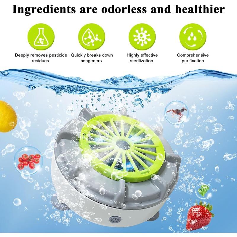 Fruit and Vegetable Cleaning Machine, 5-Min Rapid Fruit Vegetable Meat Purifier with Suction Cup Base - Wireless Charging (White)