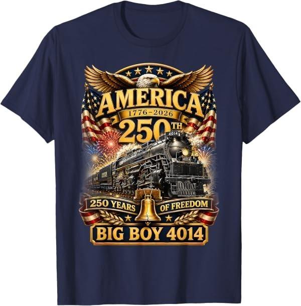 250 Years Big Boy 4014 Train US Flag Vintage Apparel T-Shirt T-Shirt