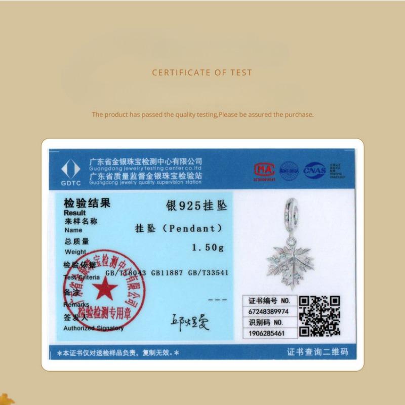 Shining Maple Leaf Diy Pendant String, Romantic Autumn Leaf S925 Silver Bracelet Beaded