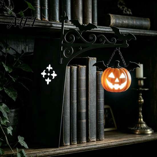 Decorative Bookends with Light Retro Bookend LED Night Warm Glow Hanging Mini Lantern, Anti-Slip Bookshelf Lamp Book Holder, for Reading Nook