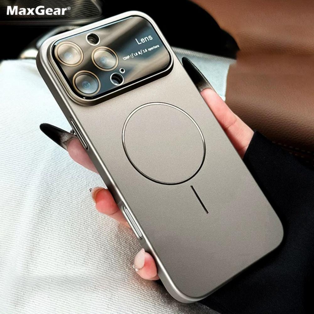 Роскошное Большое Стеклянное Окно для Чехла Magsafe Для iPhone 17 16 15 14 Pro Max 16Promax Покрытие Магнитная Беспроводная Зарядка Чехол