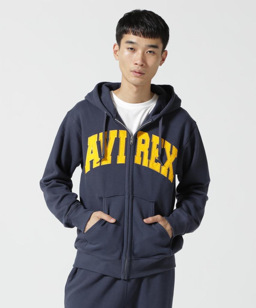 AVIREX DAILY ZIP UP SWEAT PARKA LOGO 783-3931007 men's L 120 navy