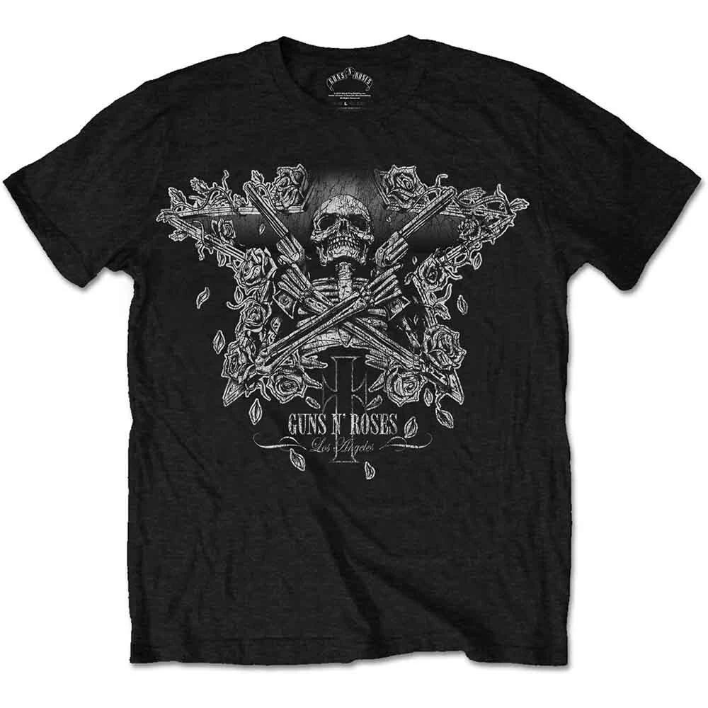 Guns N' Roses Skeleton Guns T-Shirt Black New