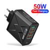 Multiport USB C PD Charger 50W Fast Charging Charger QC3.0 Quick Phone Adapter for iPhone Samsung Xiaomi Type C USB Wall Charger