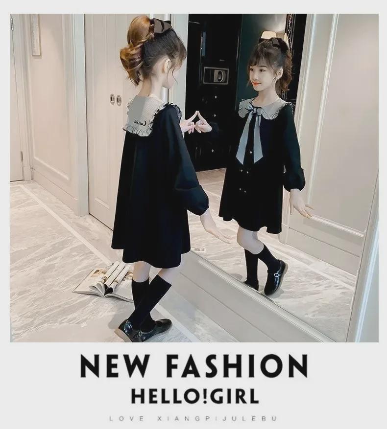 Милое платье с кукольным воротником для девочек 2024 года — корейский стиль принцессы весна/осень