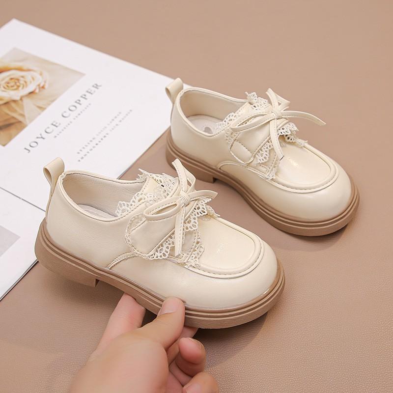 Youth style shoes Girls Soft Sole Loafer Shoes With Lace Bow Detail Toddler Kid Casual Flat Fall
