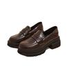 2025 Autumn British Style Small Leather Shoes Women's New One-pedal Single Shoes Small Height-increasing Thick-soled Muffin Loafers