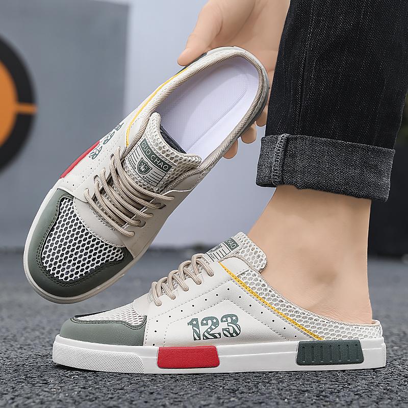 Мужская спортивная обувь, летние мюли с открытой спиной, повседневные тапочки, кроссовки больших размеров для студентов, сандалии больших размеров