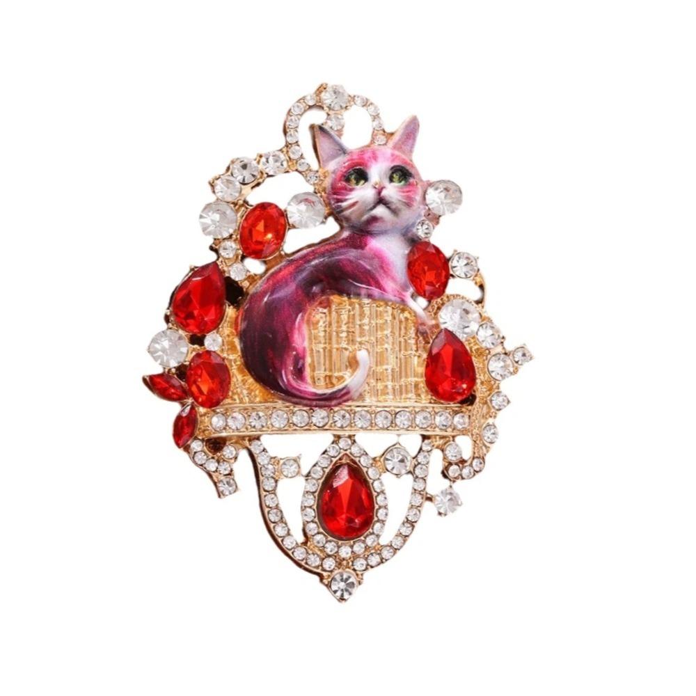 Exquisite Cat Brooch Light Luxury Jewelry Accessories Imitation Rhinestone Brooch Party Favors
