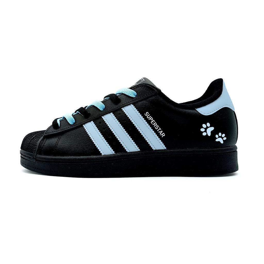 Adidas Originals Superstar 2 Abrasion Resistant Abrasion Resistant Low top Skateboard Shoes Women's Black Blue JI0079( team927-)