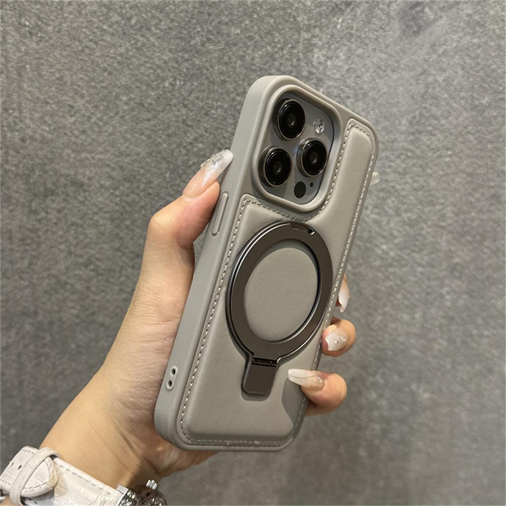 Роскошный кожаный чехол-подставка с кольцом для бизнеса с магнитной фиксацией для iPhone 16 Pro Max 15 14 13 12 для беспроводной зарядки MagSafe, противоударный чехол