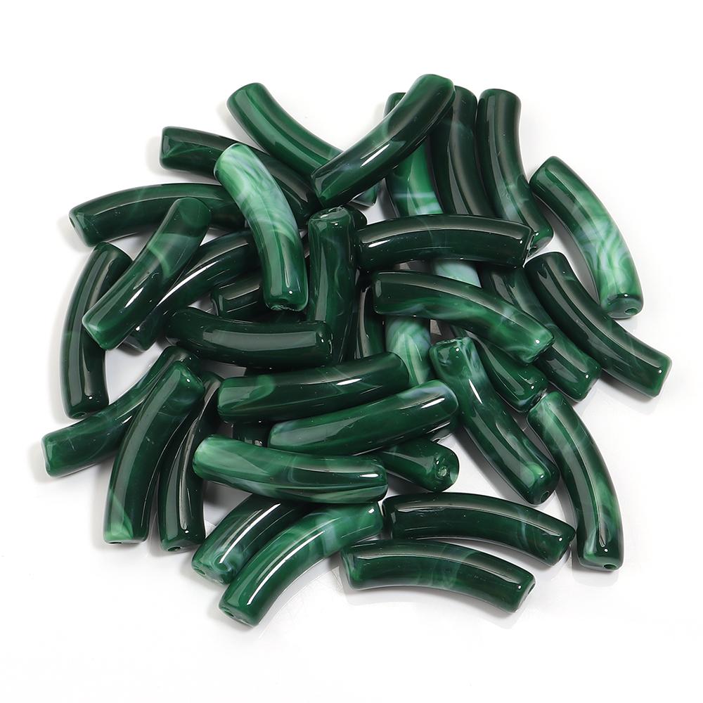 30pcs/lot Acrylic Curved Tube Beads Dual Color Thin Bamboo Shape Loose Spacer Bead For DIY Bracelet Necklace Jewelry Accessories