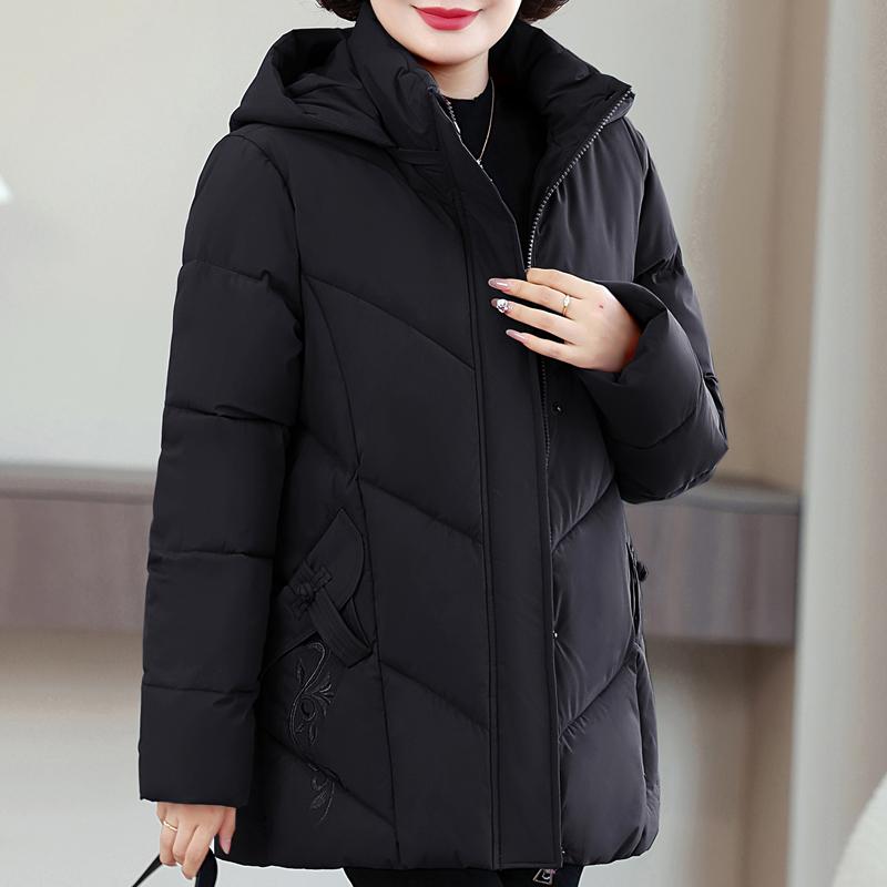Plus Size Women's Parkas Winter Warm Jackets Hooded Elegant Loose Thick Outerwear Middle Age Women's Coats