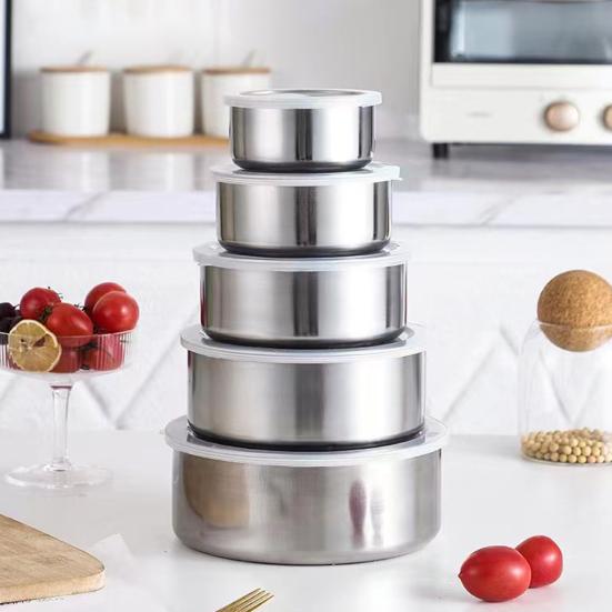 5 шт. миска для хранения продуктов, легко чистящаяся, износостойкая раковина из нержавеющей стали для домашней кухни, ресторана