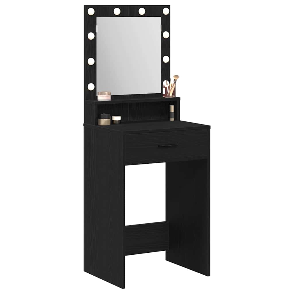 Makeup Table with Shelf Black Oak Effect 50 x 41 x 135 cm