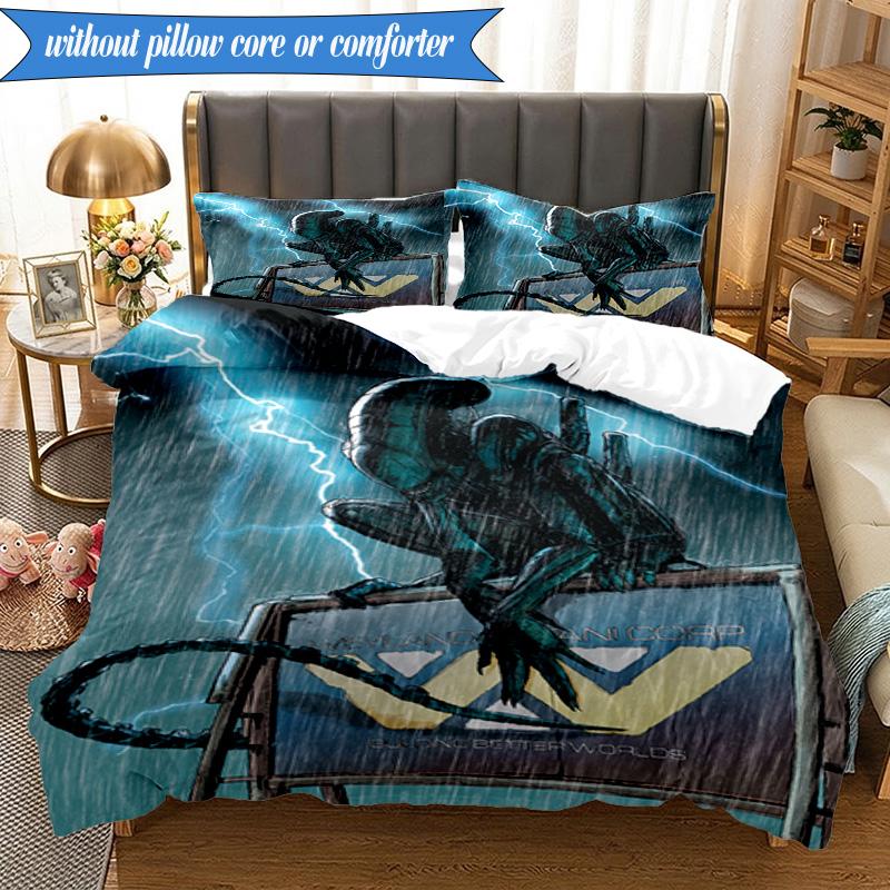 Alien horror Artwork 3pcs K-pop music group Bedding set,Ideal for Bedroom, Dormitory,Including Duvet Cover And 2pcs Pillowcases,Fan gifts