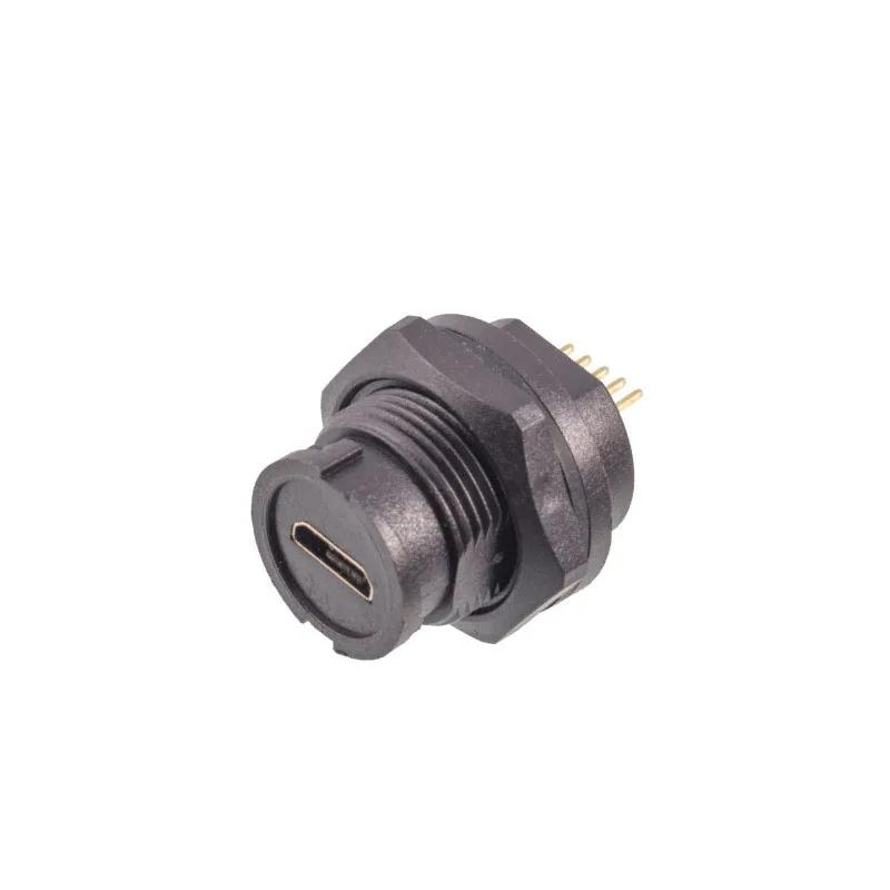 Наружная промышленная USB-розетка Jack Панель Пайка Водонепроницаемый Micro USB Разъем Адаптер данных Автоматизация Автомобиль IOT Медицинский