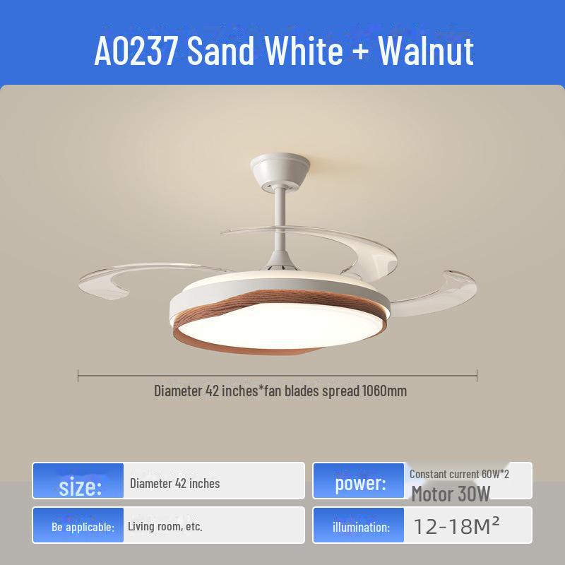Современный потолочный вентилятор из орехового дерева с интеллектуальным преобразованием частоты для гостиной и столовой