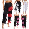 Womens Latin Dance Pants Elastic Waist Fringe Detail Contrast Color Tassel Design Chacha Tango Costume