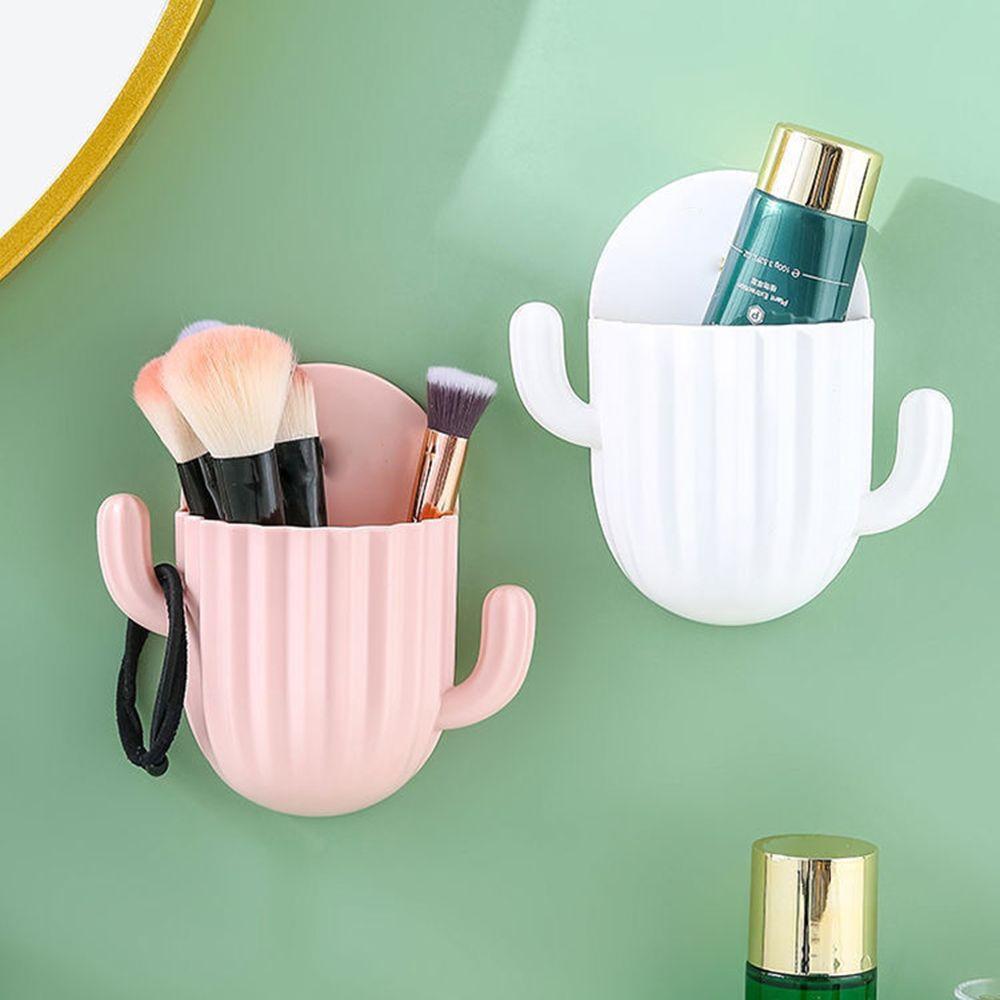Аксессуары для ванной комнаты Самоклеящаяся полка для хранения Кактусовый крючок Органайзер для бритвы Держатель зубных щеток