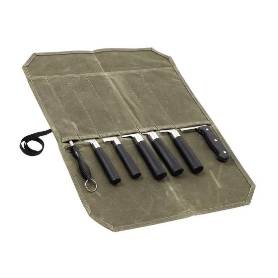 Knife Roll Bag with 7 Slots Large Capacity Easy Carrying Wear Resistant Waterproof Portable Cooking Knife Organizer Storage Pouch