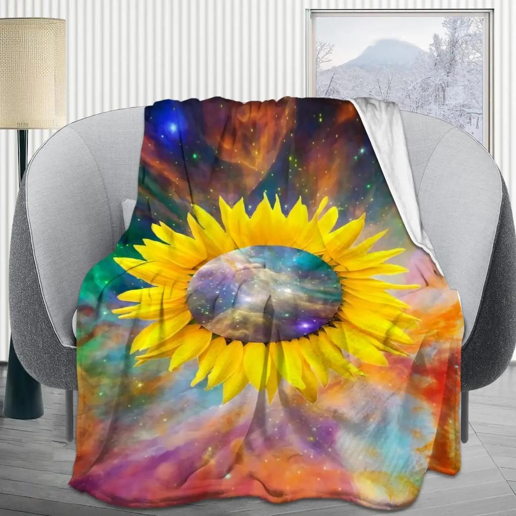 Sunflower Print Super Soft Throw Blanket for Bed Couch Sofa Lightweight Travelling Camping Throw Size for Kids Adults Women Boys