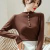 Half Turtleneck Bottoming Shirt for Women, Autumn and Winter New Korean Style Solid Color Slim Long-sleeved T-shirt