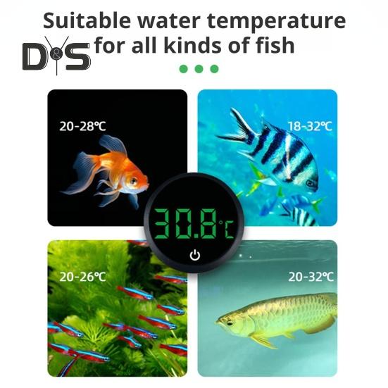 Fish Tank Digital Thermometer LED Display Aquarium Thermometer Cordless Stick-On Design Terrarium Water Temperature Measurement