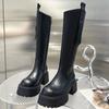Autumn and Winter New Height Increasing Thick Soled Slimming Fashion Boots Long Tube Leather Thick Heel High Tube Boots