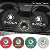 2Pcs Car Logo Coaster Anti-skid Anti-noise Water Cup Pad For Skoda Octavia Kodiaq Superb Rapid Karoq Fabia Kamiq Citigo Vision