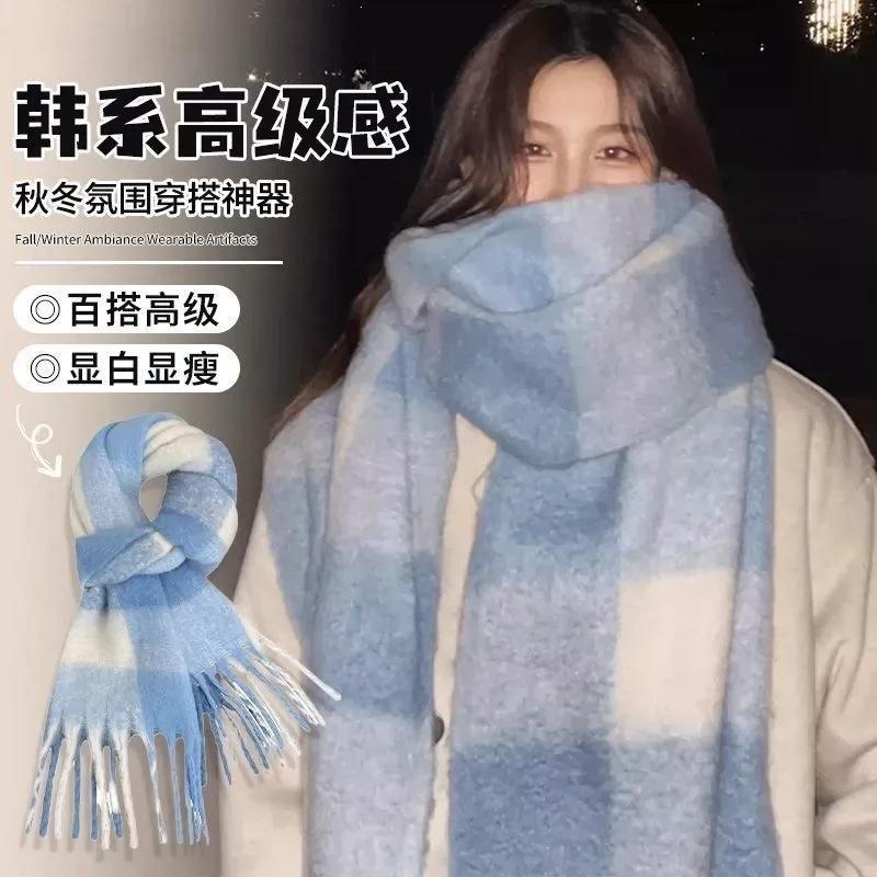 Retro fashionable brown leopard print scarf autumn and winter decoration with large version long scarf thickened warm shawl