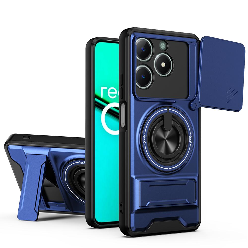 KEYSION Магнитный чехол для телефона OPPO Realme C61 C63 Защита камеры со сдвижной крышкой Вертикальная подставка 360 Кольцо Ударопрочная задняя крышка