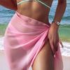 Бикини Cover Up однотонный шнурованный сетчатый пряжа полупрозрачный разрез Cover Up юбка для отпуска