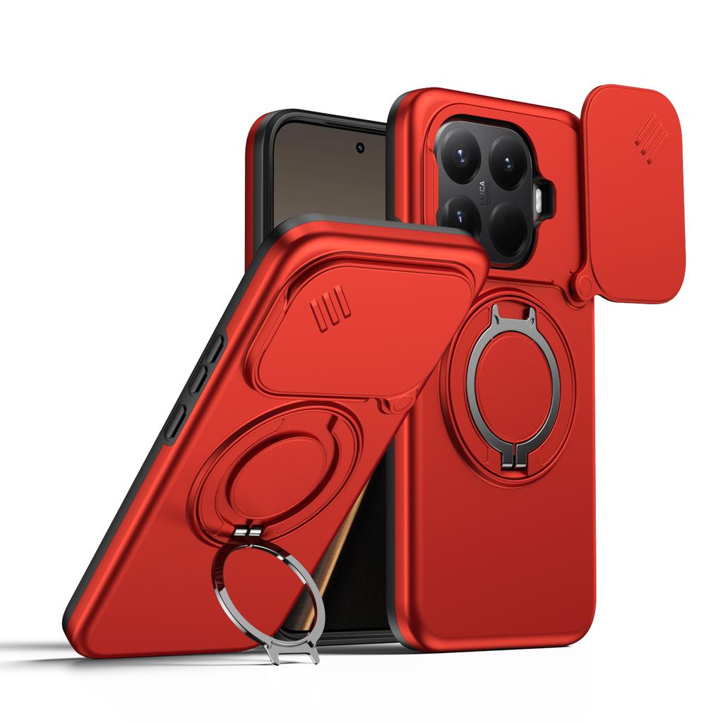 Чехол-броня с выдвижной крышкой для камеры, ударопрочный, для Xiaomi 15T Pro 5G, с металлической подставкой-кольцом, ТПУ-каркасом, защитным щитком из твердого пластика, Coque Fundas