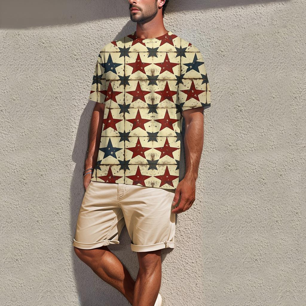 Летняя мужская популярная футболка с круглым вырезом и коротким рукавом с принтом