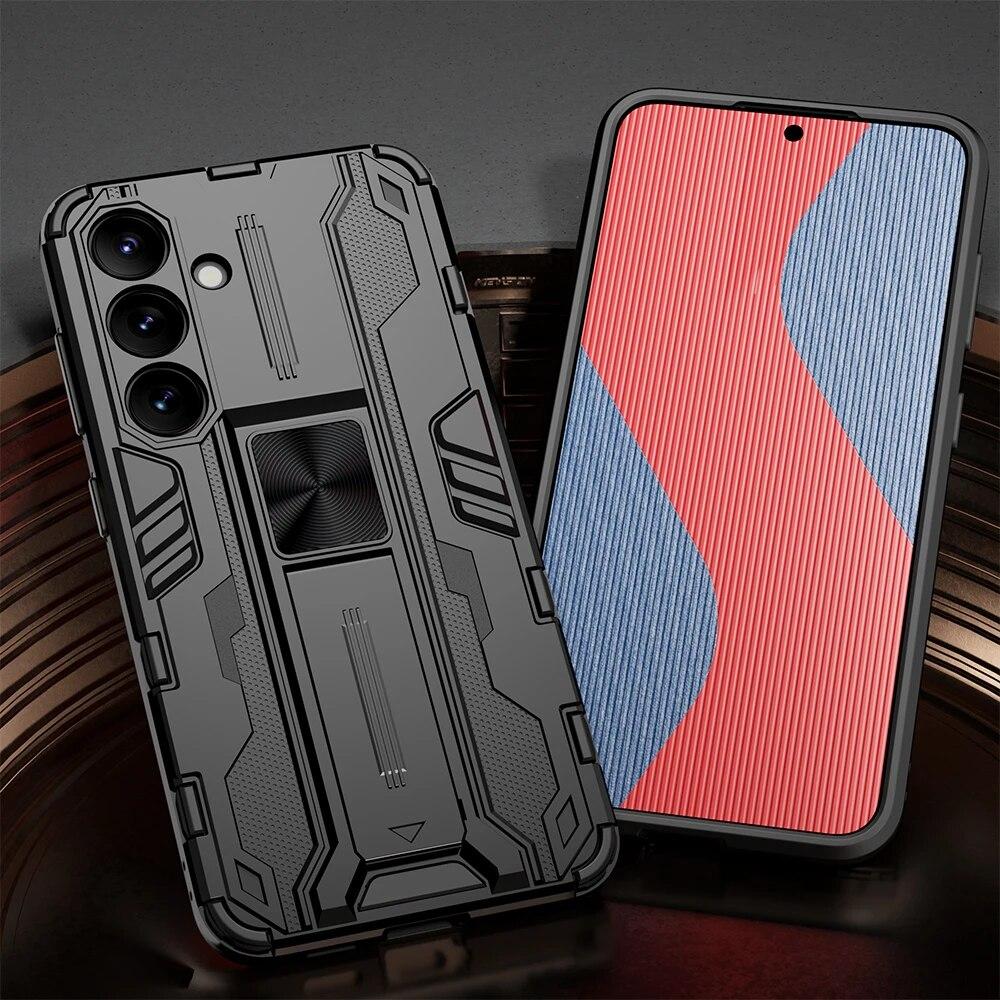 KEYSION Противоударный чехол для Samsung S24 Ultra 5G S24 + Plus, силиконовый + чехол-подставка для телефона из ПК для Galaxy S23 S22 Ultra S21 FE 5G