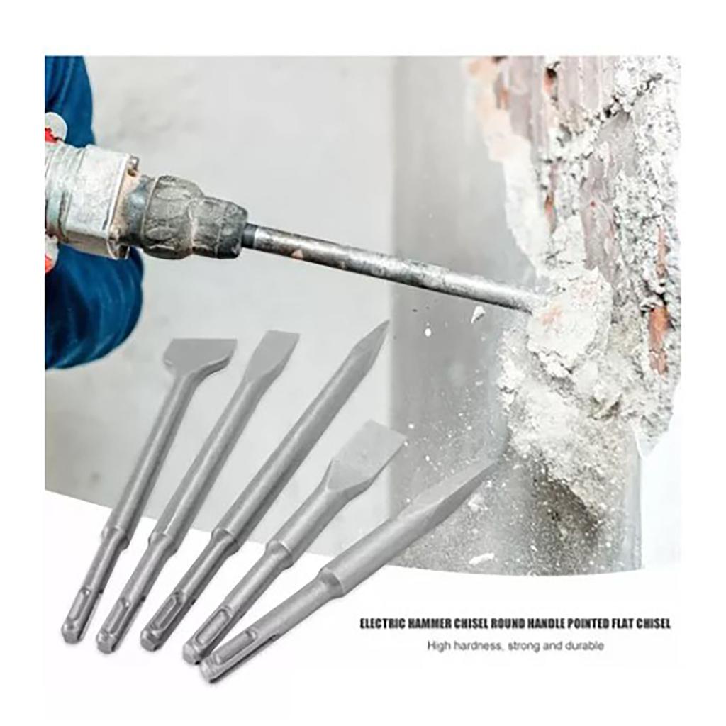 5 шт. Ударные зубила с круглым хвостовиком из стали 40Cr для перфоратора, точечные, плоские