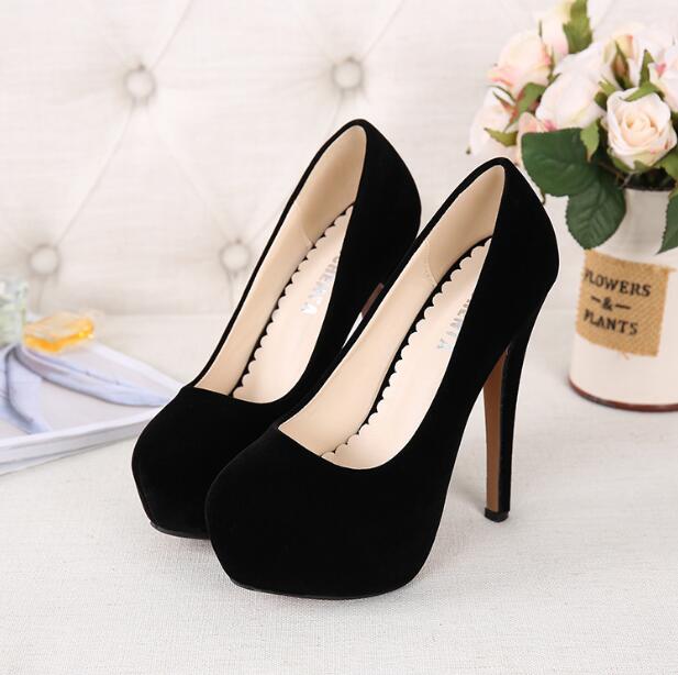 14 см Сексуальные туфли на высоком каблуке Женские туфли-лодочки с круглым носком на тонком каблуке Туфли на платформе Женские свадебные туфли для невесты Большой размер 35-45
