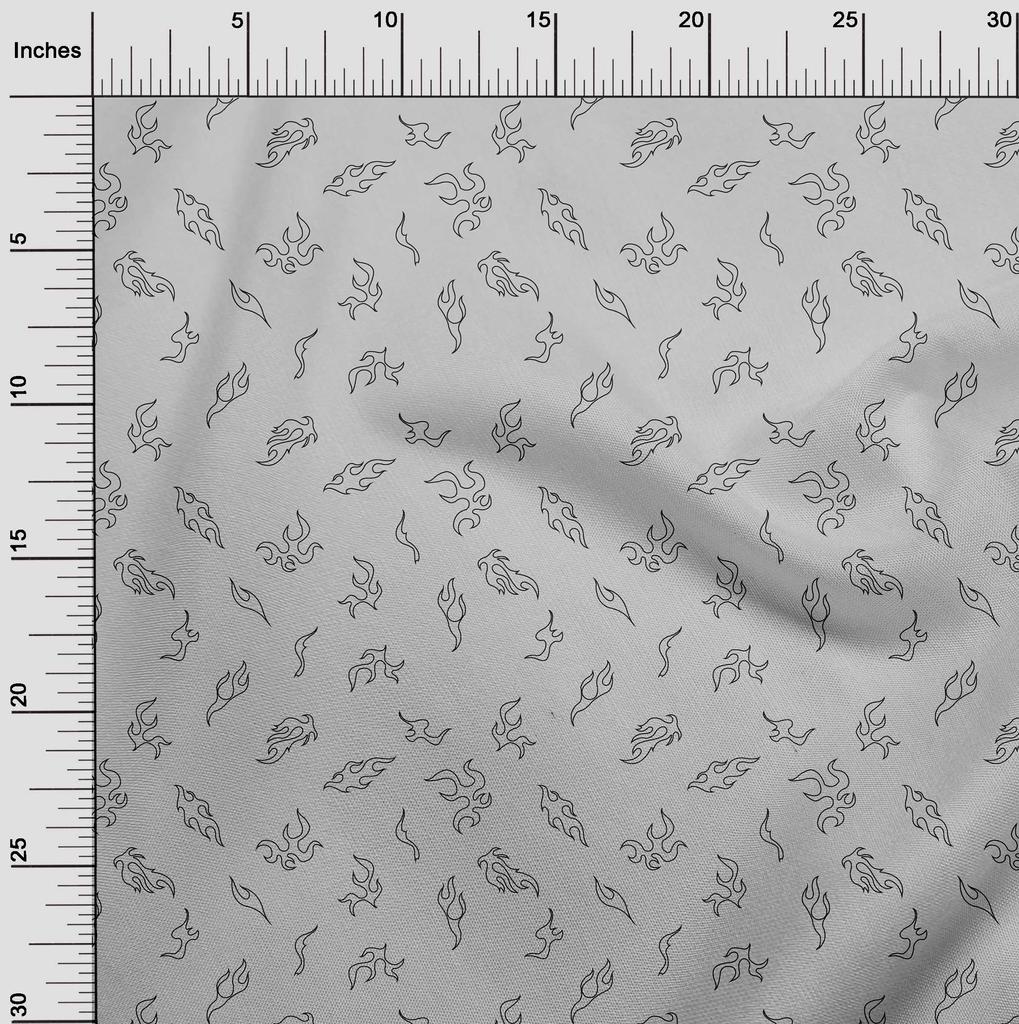oneOone Cotton Flex Gray Fabric Abstract Flame Sewing Fabric By The Yard Printed Diy Clothing Sewing Supplies 40 Inch
