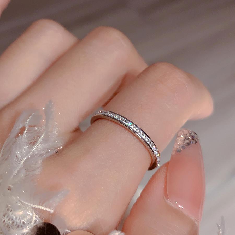 Titanium steel gypsy star row diamond ring women's fashion temperament jewelry versatile accessories niche fresh ins cross-border hot sale